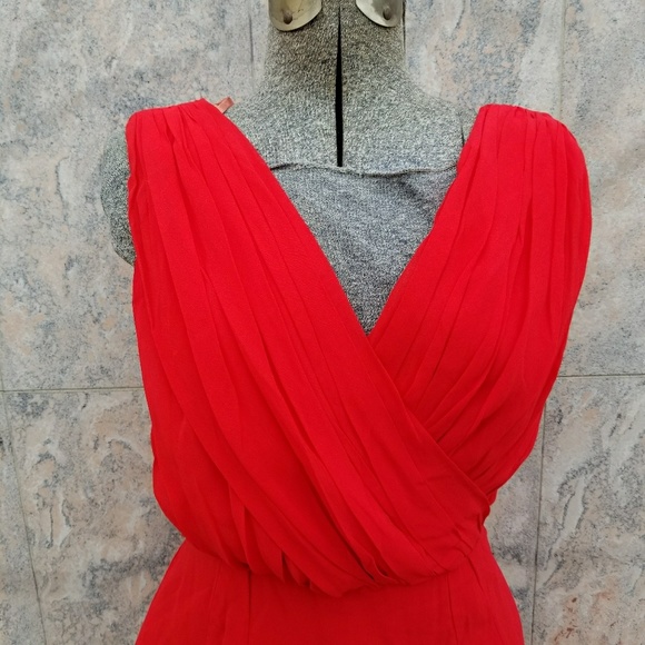 1950s Red Silk Cocktail Dress - Picture 2 of 5